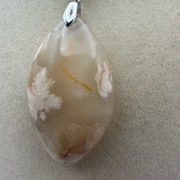 Flower Agate Pendant on Satin Rope - Picture 7 of 9